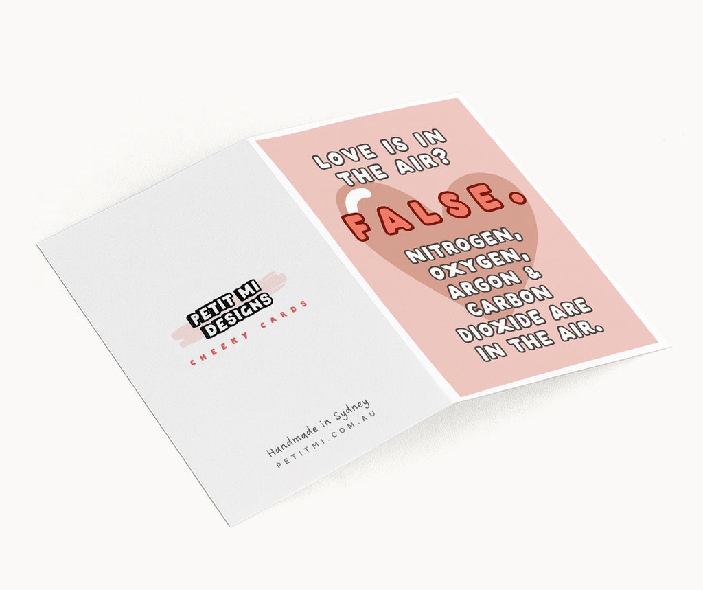 "Love Is In The Air. False" Greeting Card