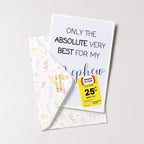 "Only The Absolute Very Best For My Nephew Yellow Label" Greeting Card