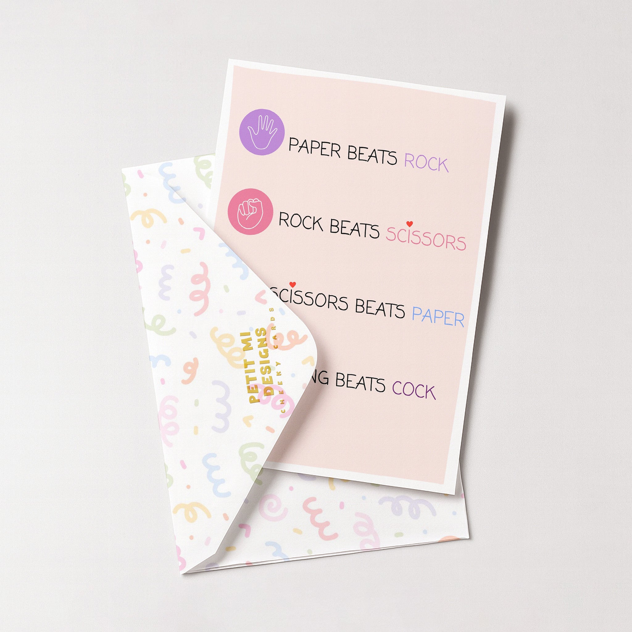 "Paper Beats Rock" Greeting Card