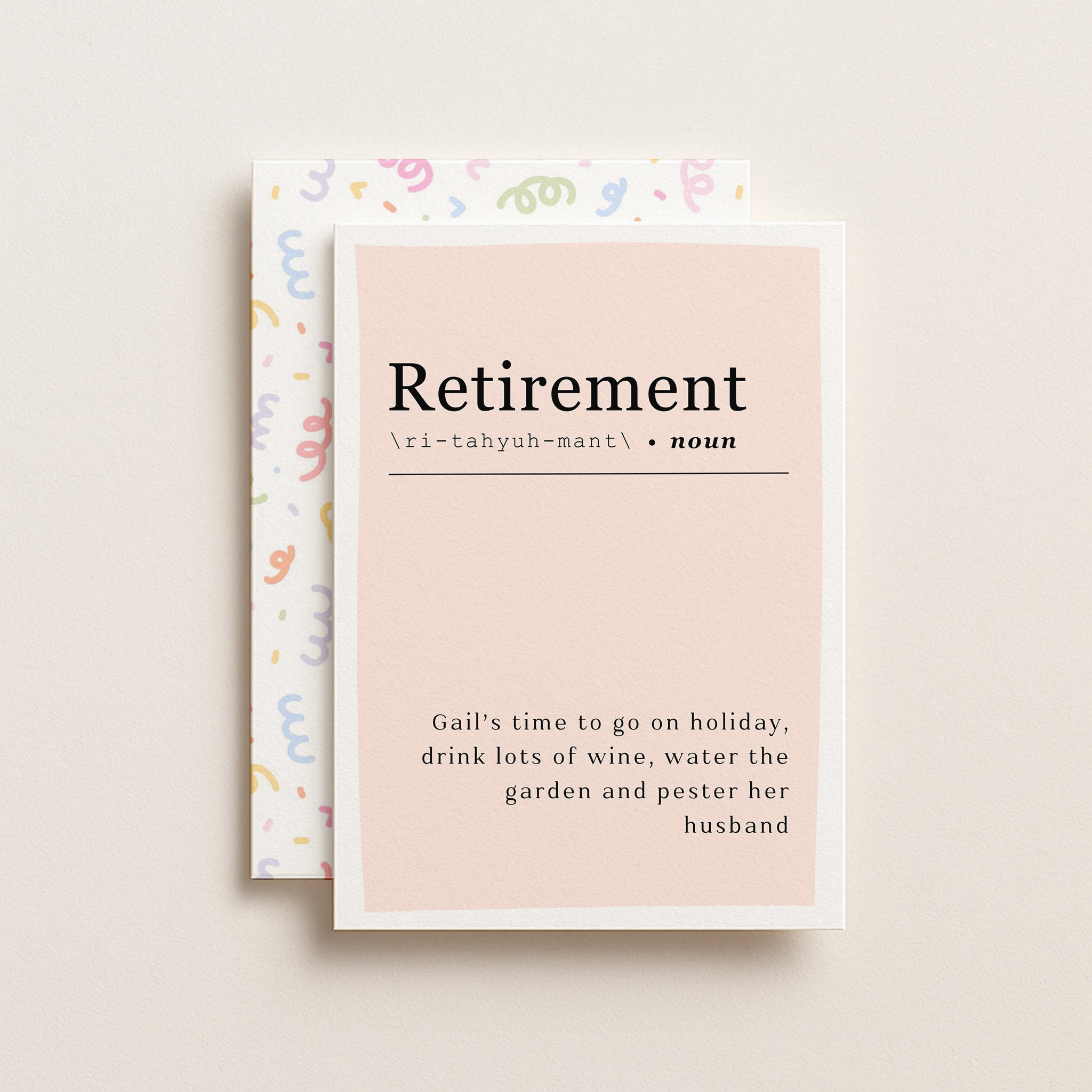 "Retirement - Gail's Time To Go On A Holiday" Greeting Card